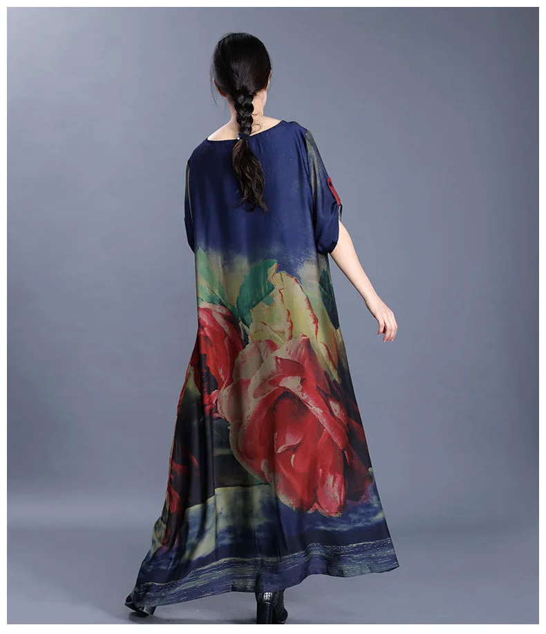 Женские шелковые Платья с цветочным принтом женские платья круглым вырезом и