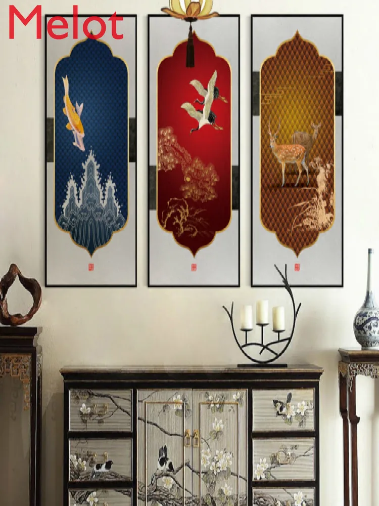 

New Chinese Sofa Background Wall Decorative Painting Entrance Painting Mural Wall Decoration Decoracion Para Sala