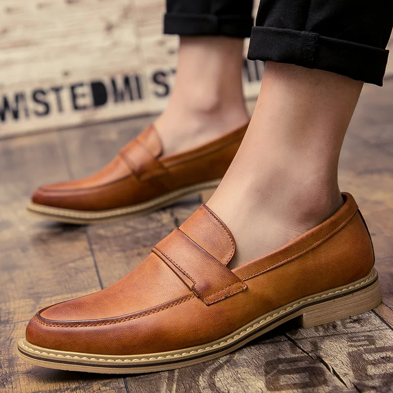 

Men Casual Shoes Breathable Leather Loafers fashion Business Office Shoes Men Driving Moccasins Comfortable Slip On moccasins