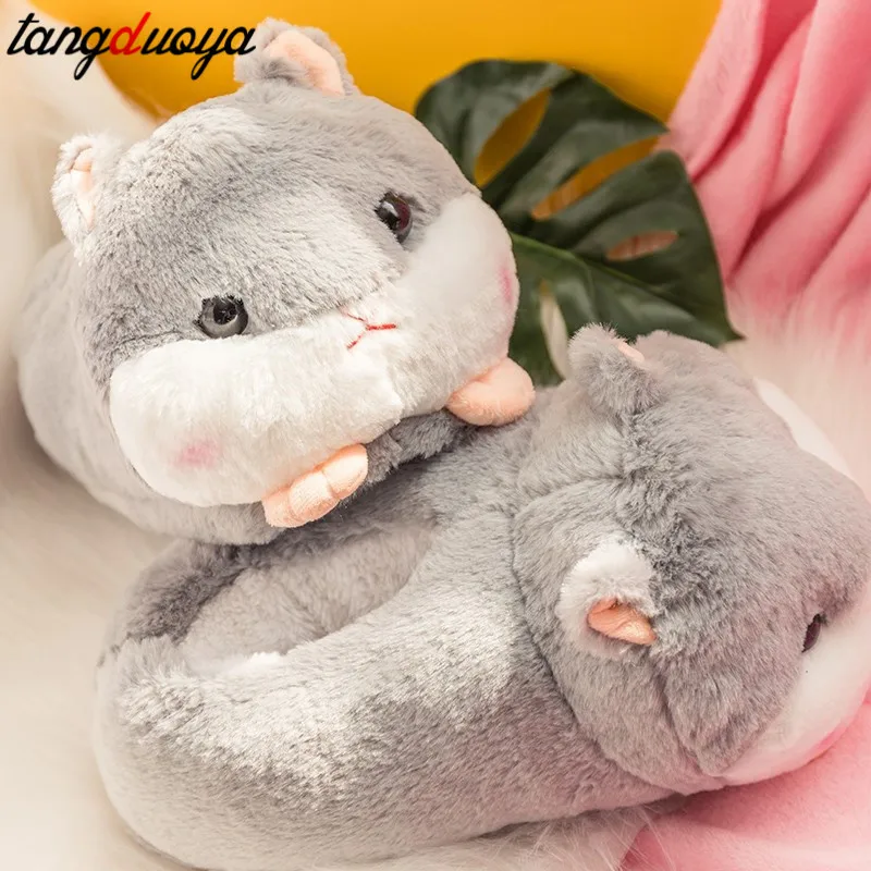 Женские теплые домашние тапочки меховые хлопковые шлепанцы Симпатичные