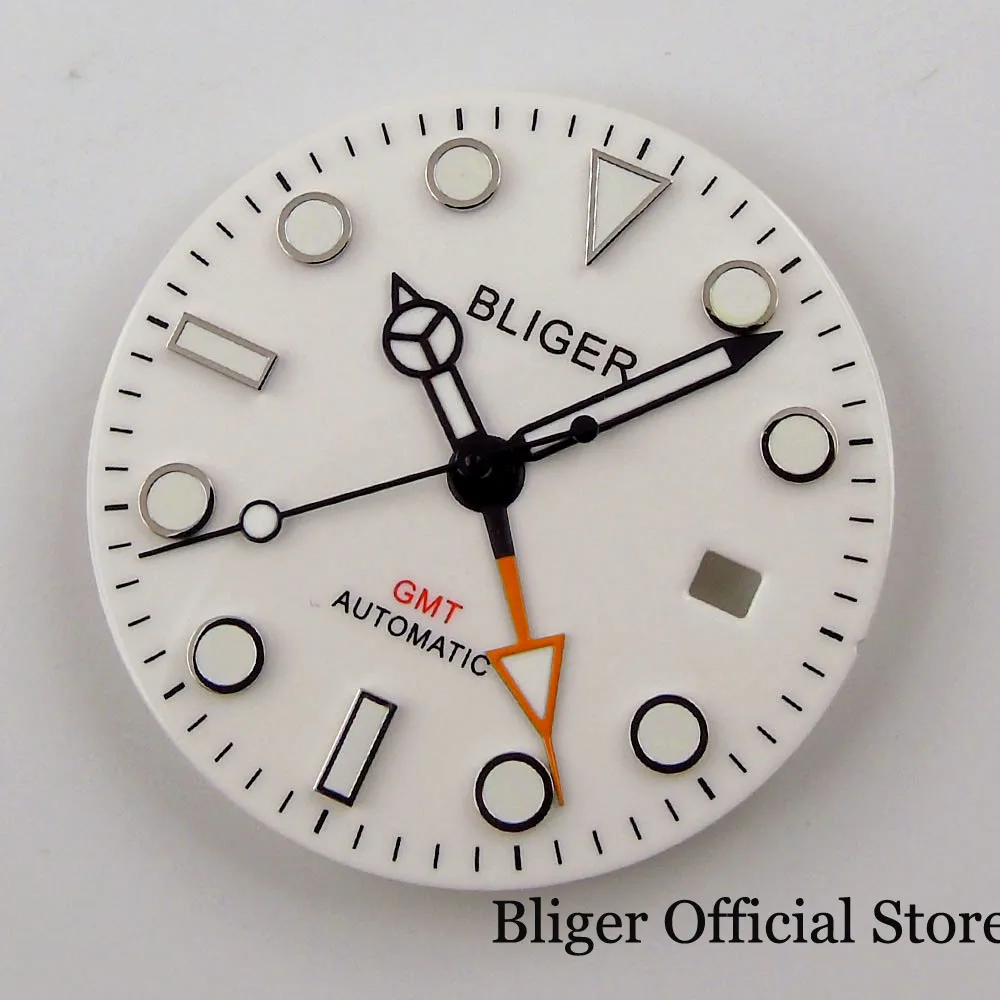 Автоматические Мужские стальные светящиеся часы BLIGER 31 3 мм циферблат для GMT MINGZHU
