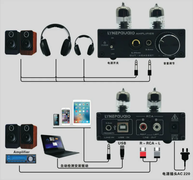 Мини-ламповый усилитель для наушников с низким уровнем заземления HI-FI Встроенный