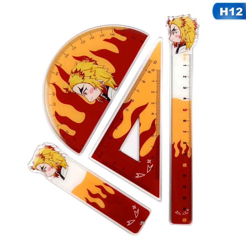 

4Pcs/Set Demon Slayer Cartoon Figure Rulers Amine Tanjirou Nezuko Zenitsu Inosuke Ruler Set Measuring Scale Students Stationery