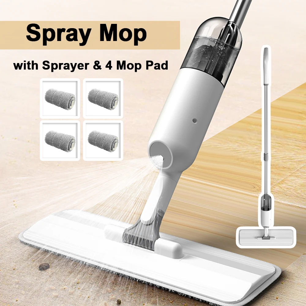 

Spray Floor Mop with Replacement Microfiber Pads Washing Flat Mop Home Kitchen Laminate Wood Ceramic Tiles Floor Cleaning Tools