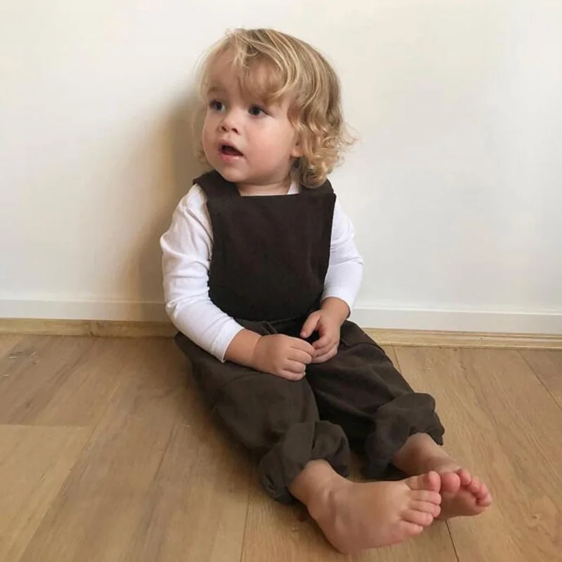 Комбинезоны для мальчиков и девочек весенняя одежда малышей Вельветовая детская