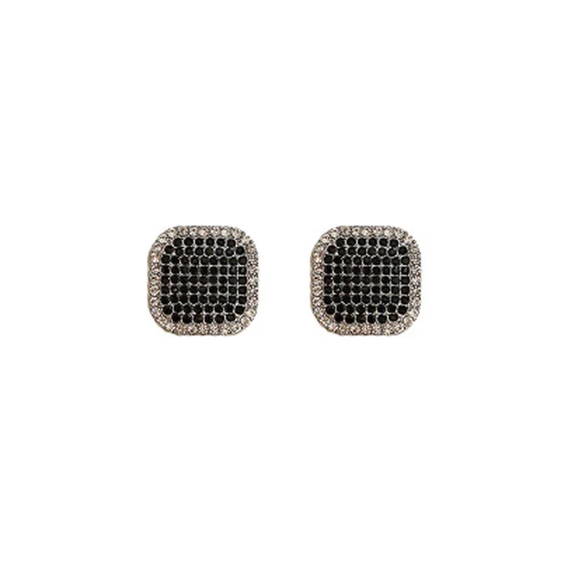 

Origin Summer Simple Black Square Rhinestone Stud Earrings for Women Luxury Earring Party Girl Gifts Jewellery Accessories Hot
