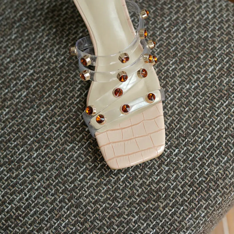 

ESVEVA 2021 Transparent Thick High Heel Women Shoes Summer Slingback Basic Female Slides Fashion Elegant Sandals Size 34-39