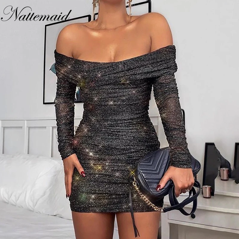 NATTEMAID Летнее белое сексуальное платье с оборками женское Короткое облегающее без