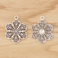 20 pieces tibetan silver filigree flower charms pendants for necklace bracelet earring jewellery making accessories 31x24mm