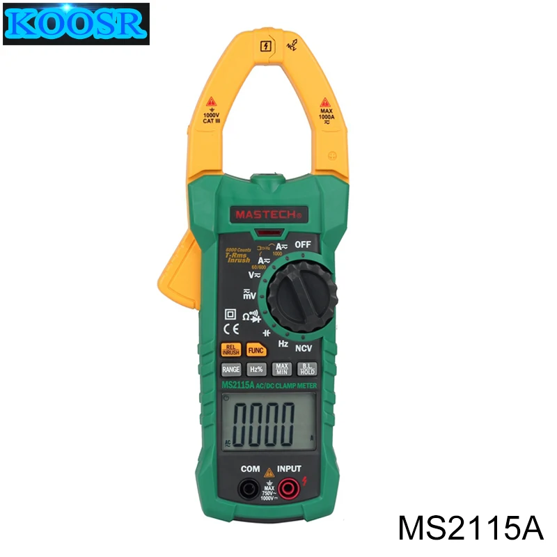 Mastech MS2115A 6000 отсчетов цифровой токоизмеритель постоянного/переменного тока с