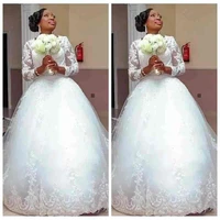 long sleeves a line lace appliqeus a line wedding dresses 2023 modest african long bridal gowns custom vestidos de mariee