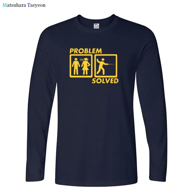 

Забавные проблема решается футболка для мужчин Топ, хлопковая футболка с длинным рукавом на каждый день в стиле Харадзюку, крыглый ворот, му...