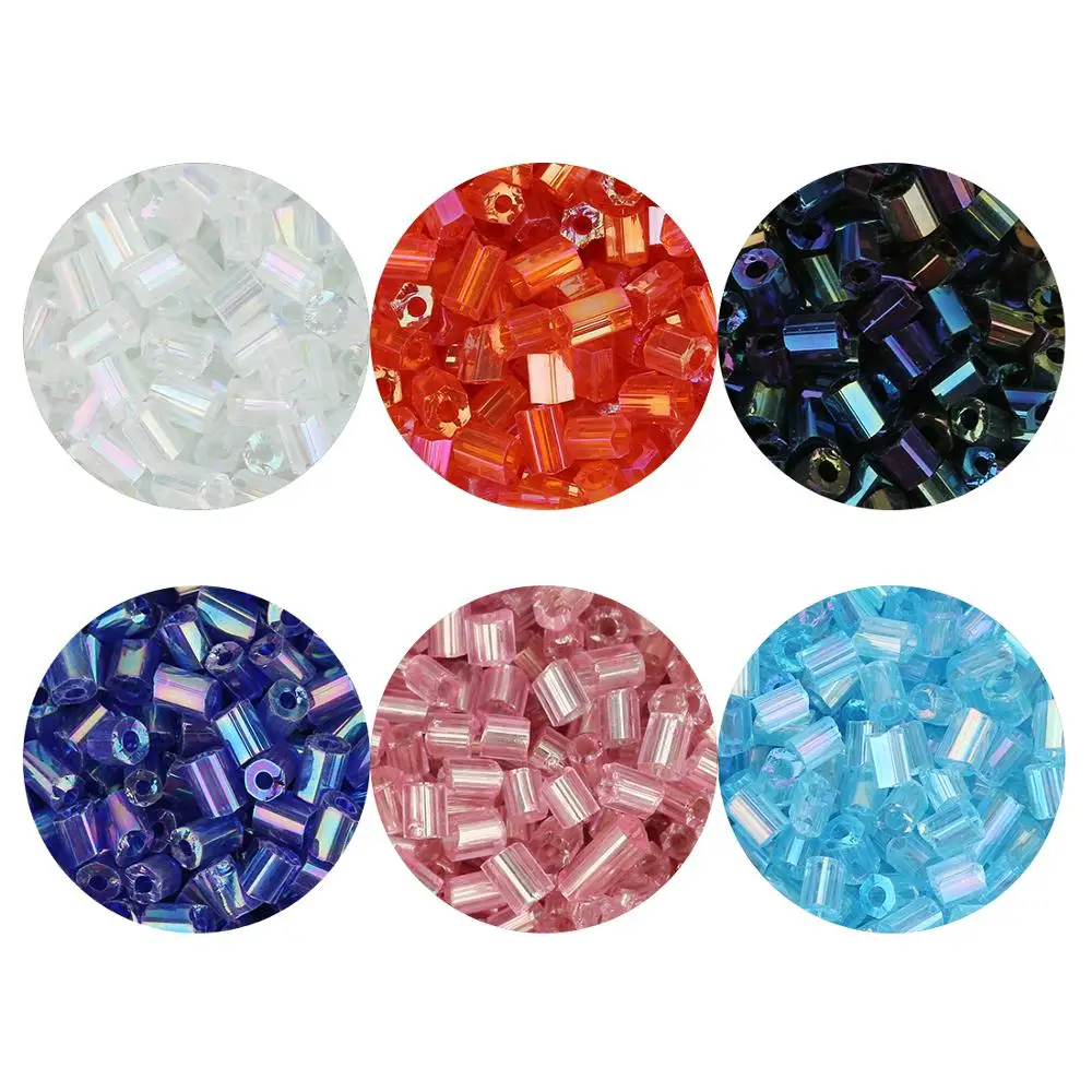 

LOULEUR 2*2mm 6 Colors 800pcs/lot Glass Czech Seed Beads Transparent Tube Spacer Jewelry Beads for DIY Jewelry Making Findings