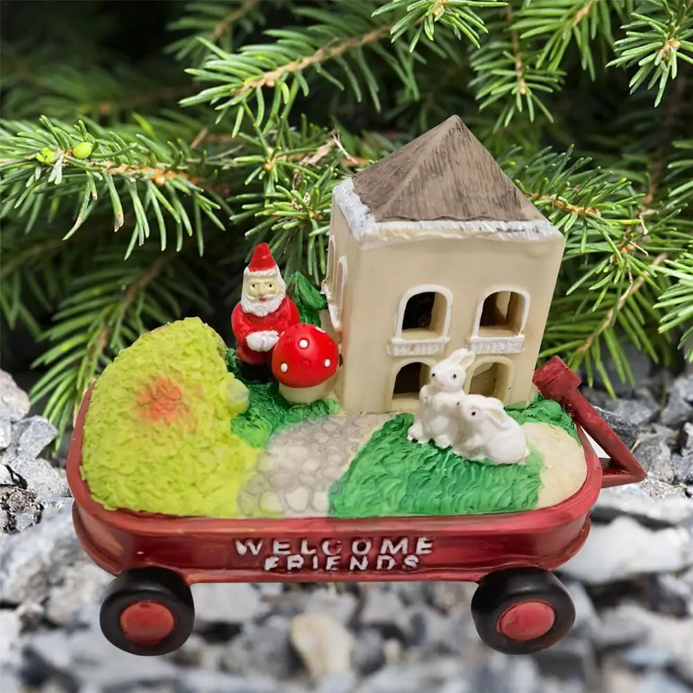 Estatuillas en miniatura de navidad, Mini ornamento de resina de Santa Claus, estatua de casa de jard&iacute;n al aire libre, Patio, adorno de c&eacute;sped para navidad-2