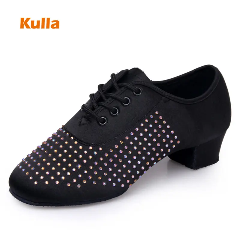 

Latin Dance Shoes Women Ballroom Jazz Shoe Children 4cm Heel PU Woman Girls Soft Sole Indoor Tango Practice Kids Dancing Shoes