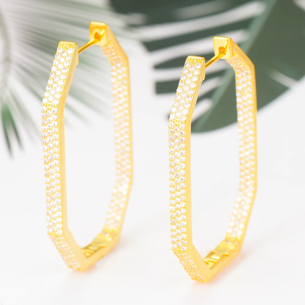 

KellyBola Luxury Big Circle Earring For Noble Women Fashion Earrings ZIRCON Cross Bridal Wedding Earrings Jewelry Accessories