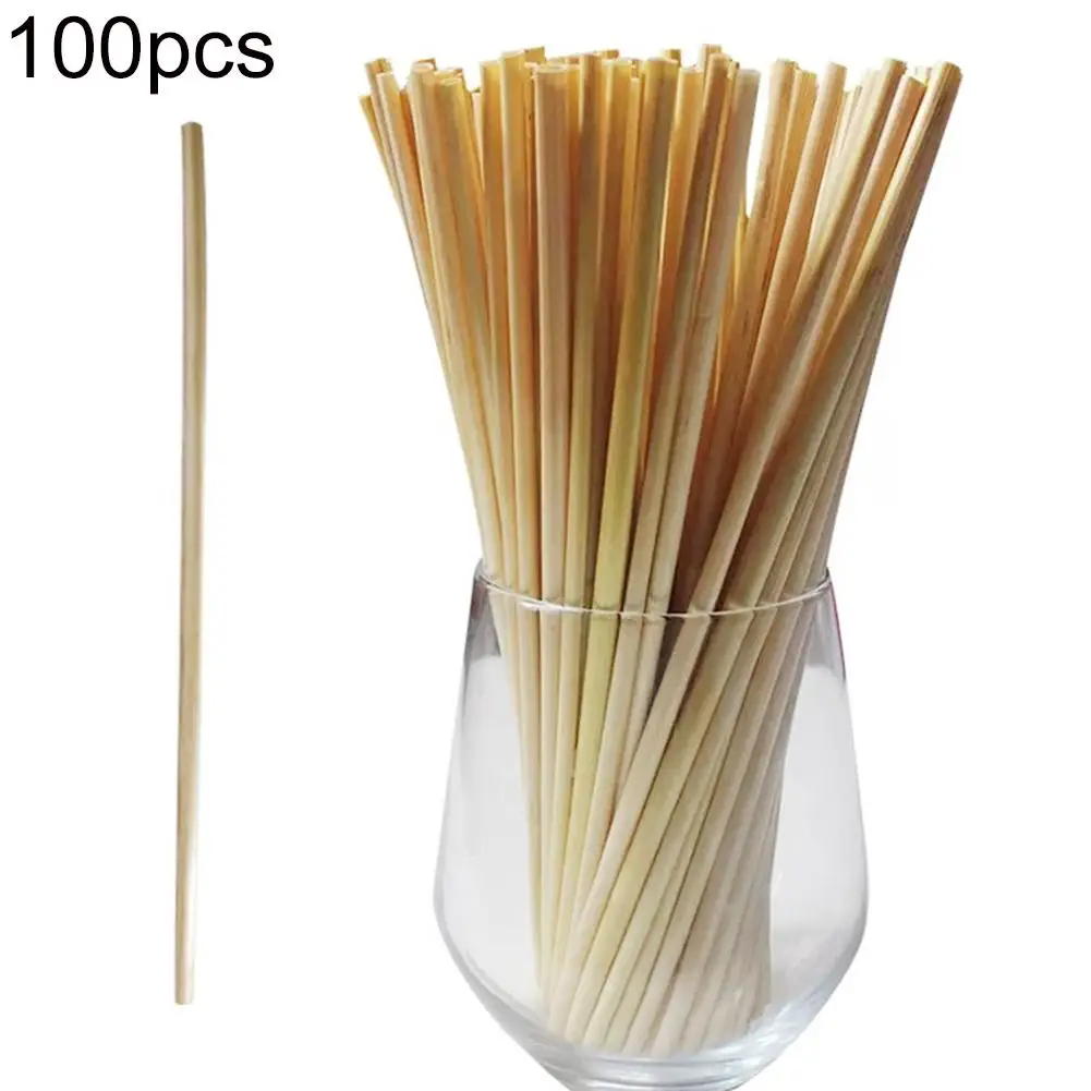 

100Pcs 20cm Natural Wheat Straw Biodegradable Portable Kitchen Bar Drinking Tool
