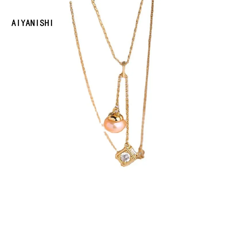 Ожерелье AIYANISHI с натуральным пресноводным жемчугом, 18 карат