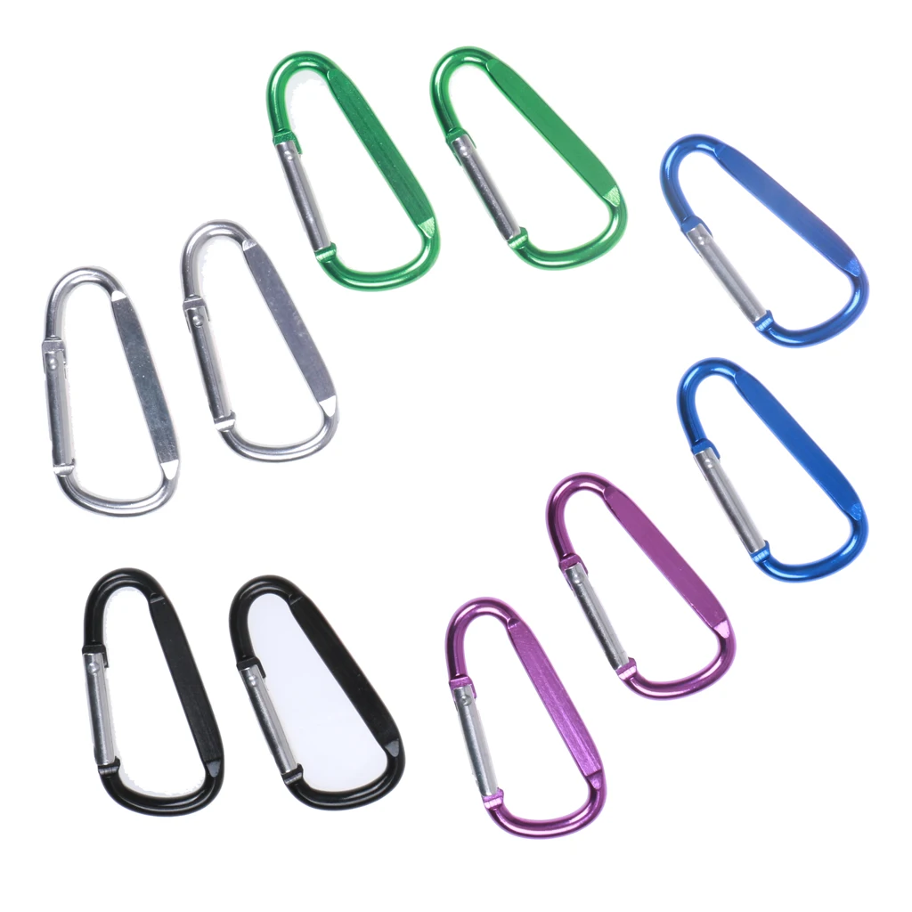 

10Pcs Aluminum Alloy Climbing Tent Bottles Hooks Carabiners D Shape Keychain Backpack Clasp Outdoor Tools