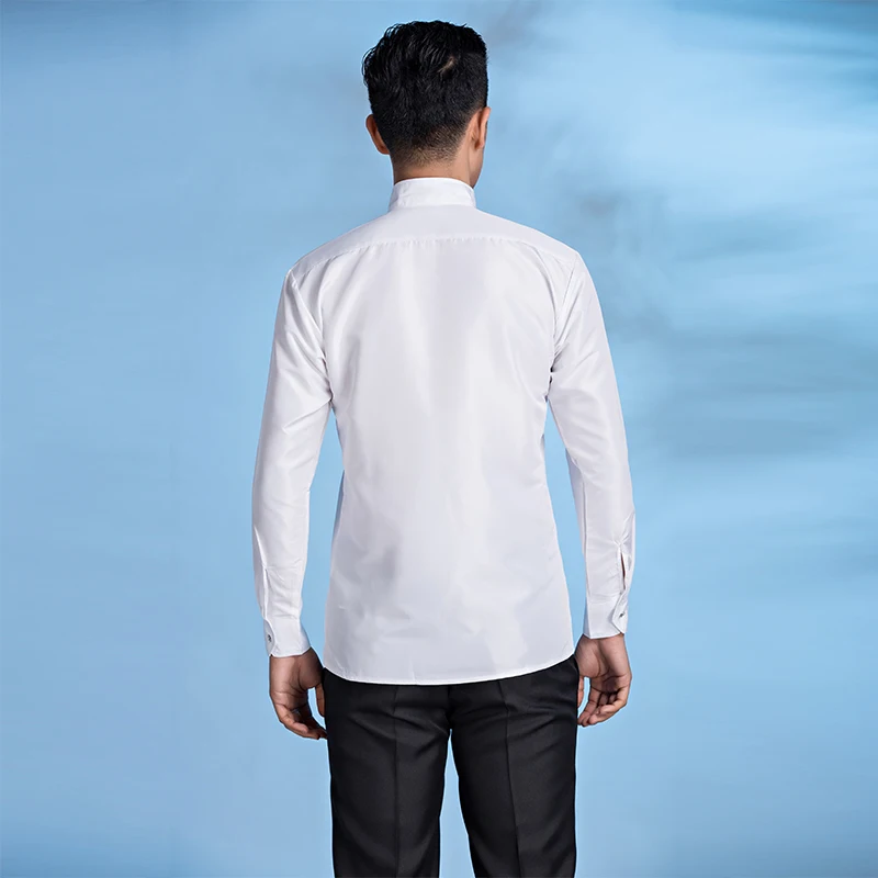 Новинка мужская белая рубашка с длинным рукавом сценический костюм одежда для