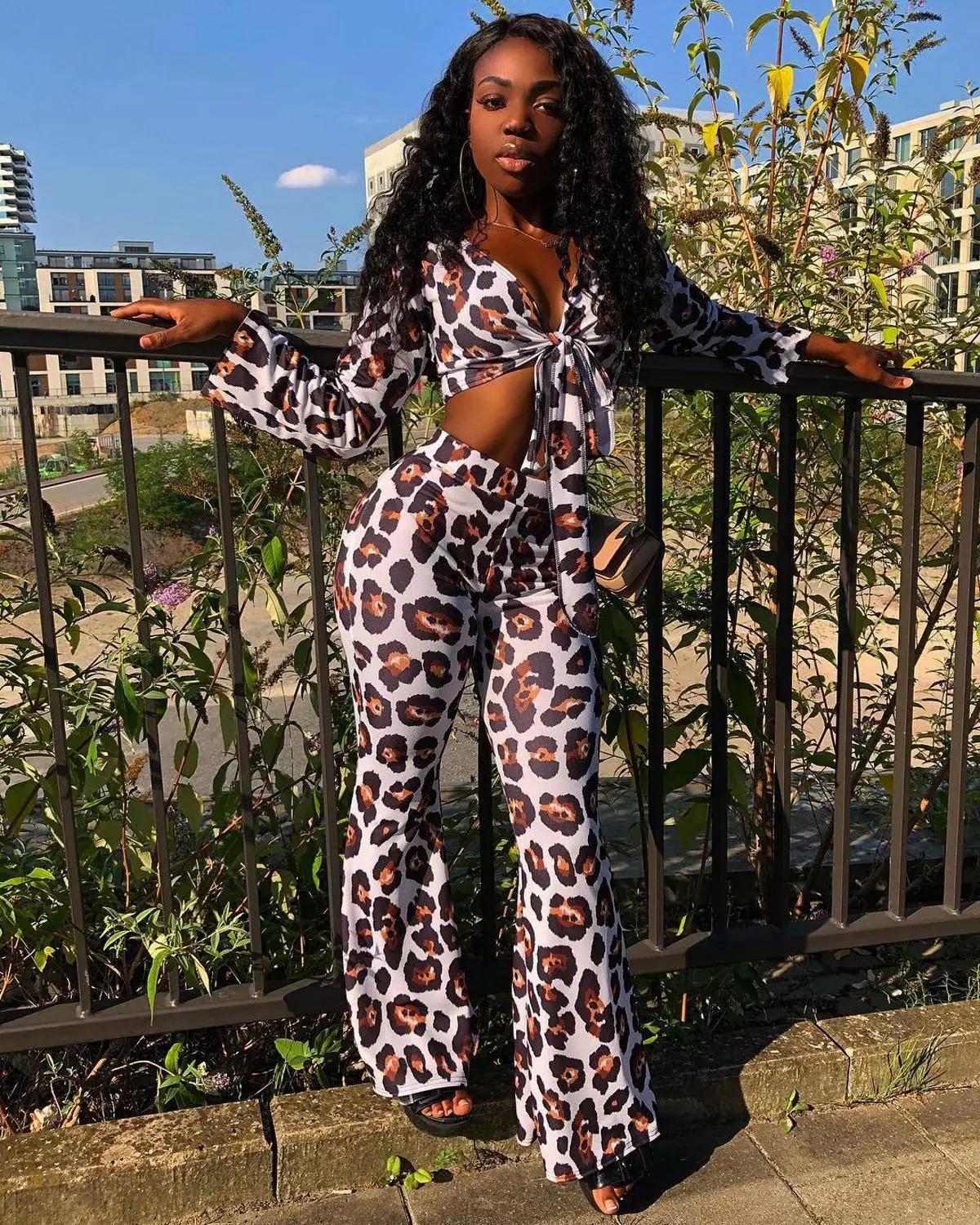 BKLD комплект из двух предметов с леопардовым принтом женская футболка длинным