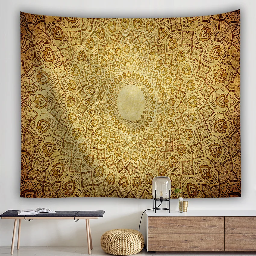 

Yaapeet 1pc Psychedelic Hanging Tapestry Polyester Compass Printed Wall Tapestry American Style RetroWall Hanging for Bedroom