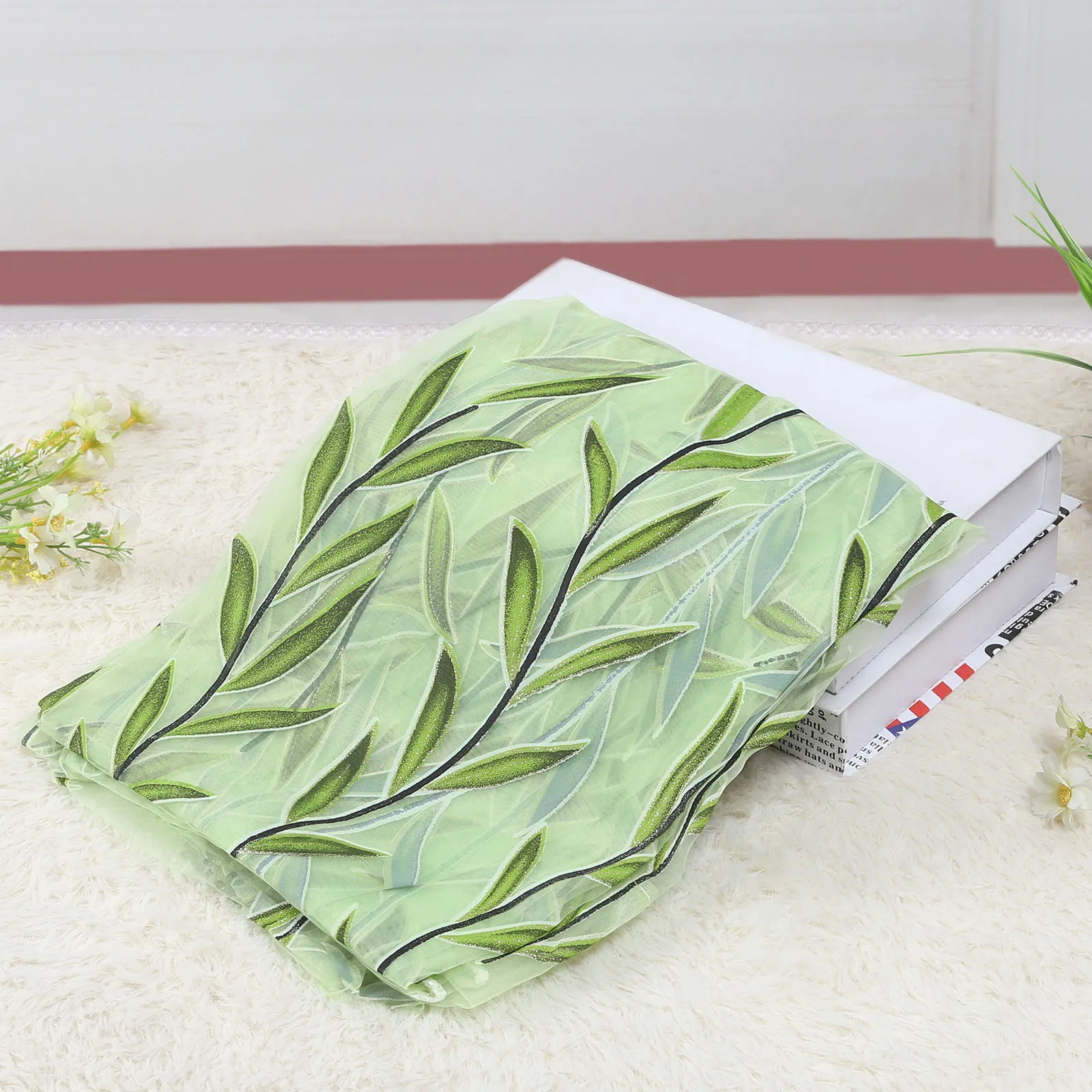 Шторы из вуали с рисунком зеленой и фиолетовой ивы прозрачные Занавески для дома