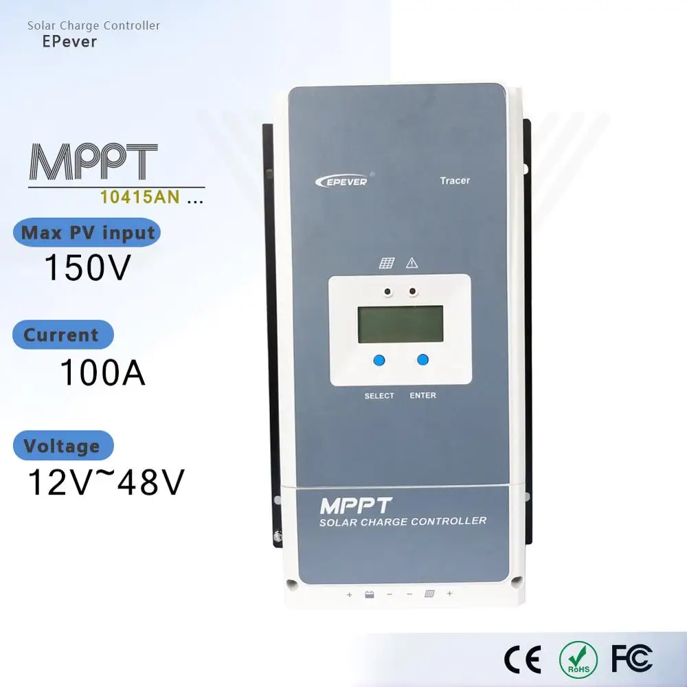EPever Tracer10415AN 100A Контроллер заряда солнечной батареи MPPT 12В 24В 36В 48В Для макс. 220В