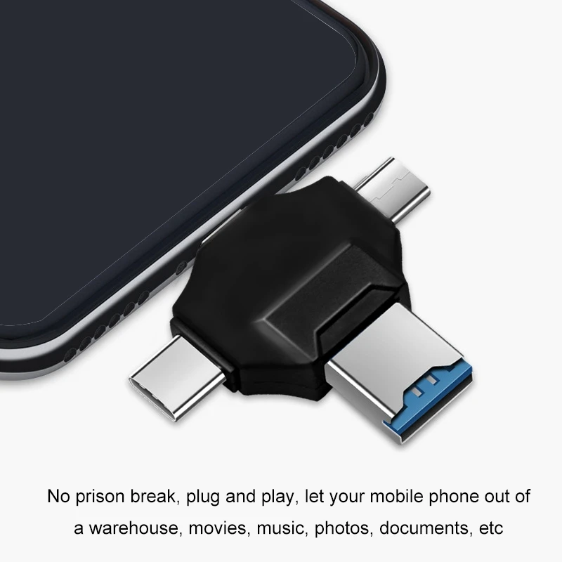 Тип-C/освещение/Micro SD/USB 4 в 1 мульти-Функция мобильный телефон OTG адаптер Мобильный