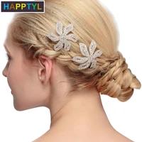 happtyl 1pcs handmade romantic rhinestone crystals small wedding hair bridal side hair pin wedding jewelry