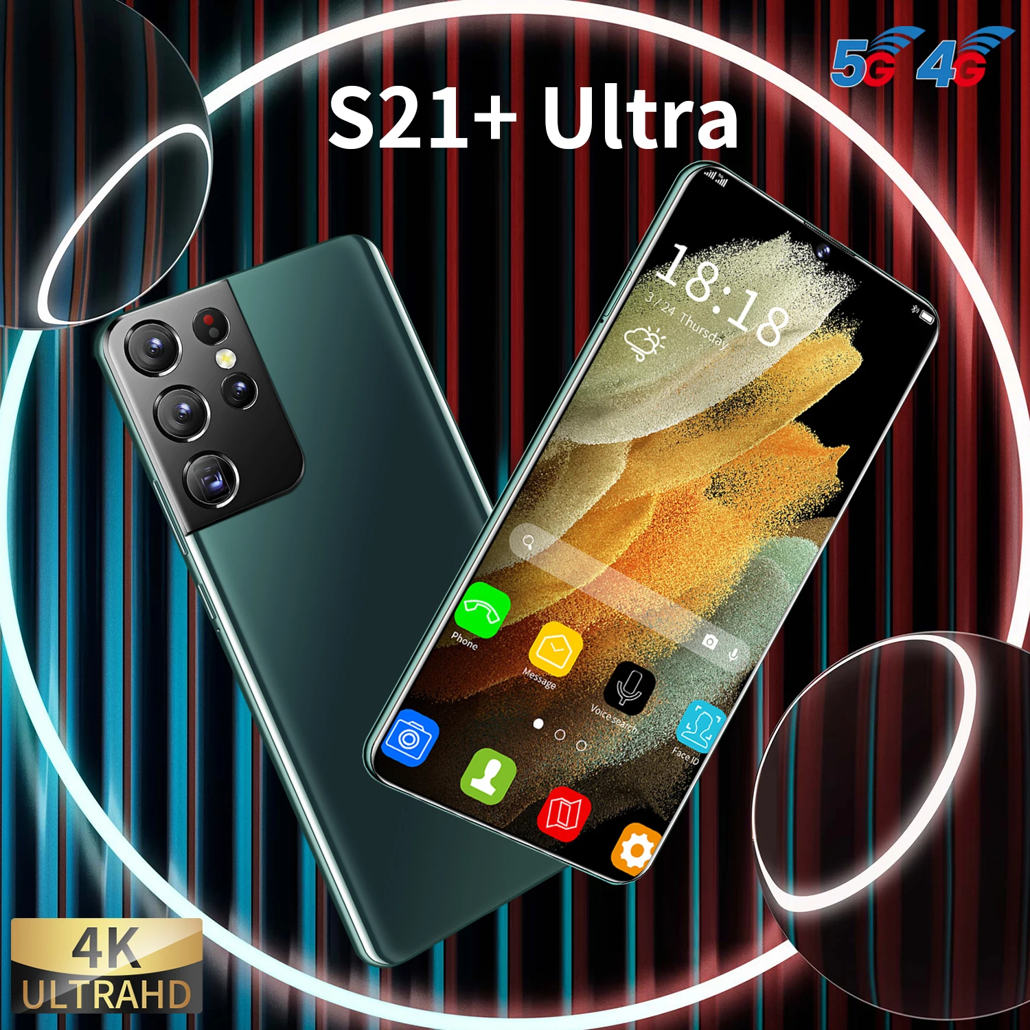 

Galaxy S21+Ultra 6.7 Inch Smartphone 6800mAh Unlocked Global Version 4G 5G Android 10.0 16MP+32MP 16G+512GB Celulares Smartphone