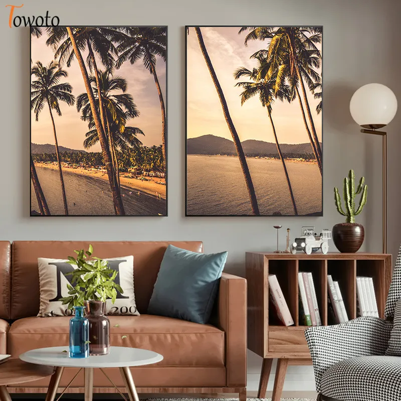 Берегового ландшафта настенные картины искусство закат с изображением