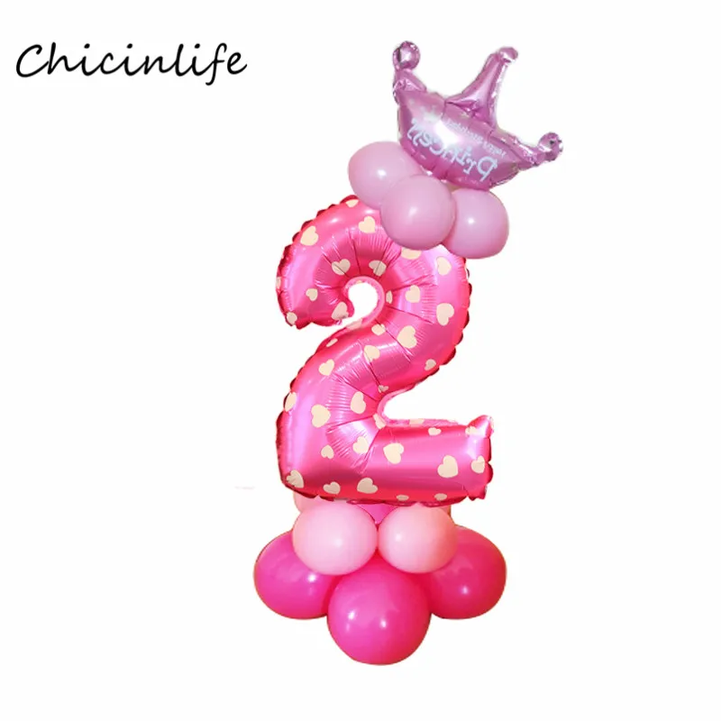 Chicinlife мальчик девочка 2 3 фольгированный шар с днем рождения воздушные шары 2 3 года День Рождения украшения Дети День Рождения Декор - Цвет: pink 2