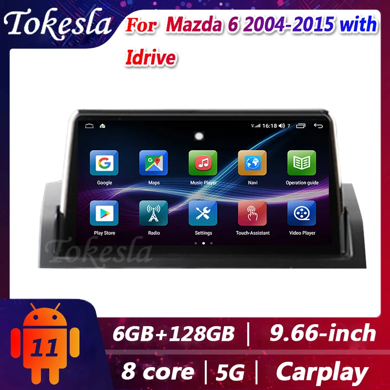 

Автомобильный радиоприемник Tokesla Android 11 для Mazda 6 с Idrive DVD, автомобильный центральный мультимедийный плеер, Gps-навигатор, экран 2004-2015 5G