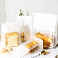 50pcs toast bag iron wire sealing open window transparent cotton paper bread packaging pouch for party