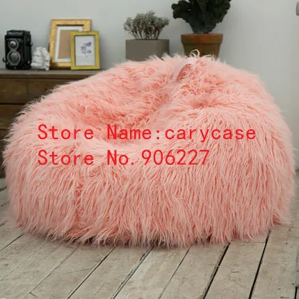 Sofá extra grande macio da sala de estar do sofá do saco de feijão cor-de-rosa da pele shaggy dos adultos, cadeira elegante do beanbag