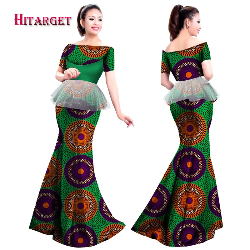 2018 Осенняя африканская женская одежда Комплекты из 2 предметов Дашики Воск Принт