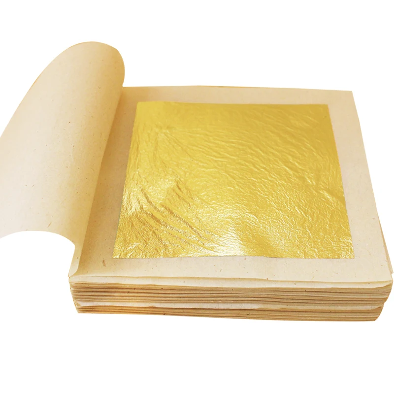 8x8cm 50pcs 24K золото сусальное золото листочек из съедобного золота настоящая Золотая фольга 50 шт. 8x8 см для съедобный пирог украшение маска для лица Искусство ремесло бумага позолота - Цвет: 8x8cm 50pcs