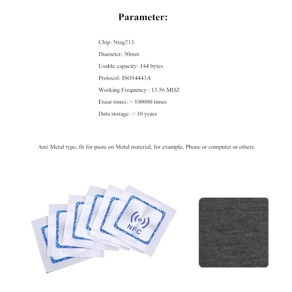6PCS Universal NFC Ntag213 Tags Anti Metal Sticker NTAG 213 Metallic Badges Token Label for Smart Mobile Phones | Безопасность и