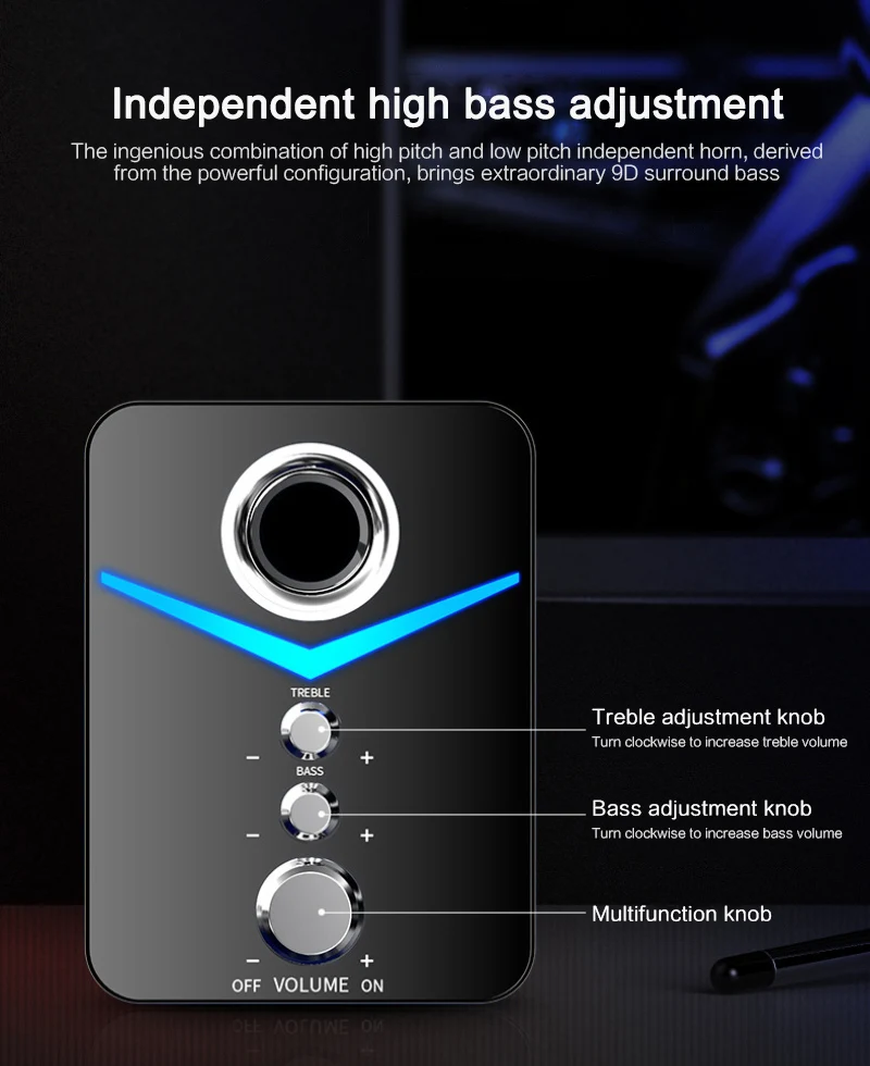 Мини компьютер 2 1 светодиодный динамик USB проводной 3D стерео звук объемный