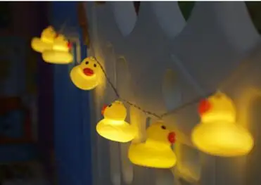 Милый маленький желтая утка СВЕТОДИОДНЫЙ строка светильник сад патио дерево