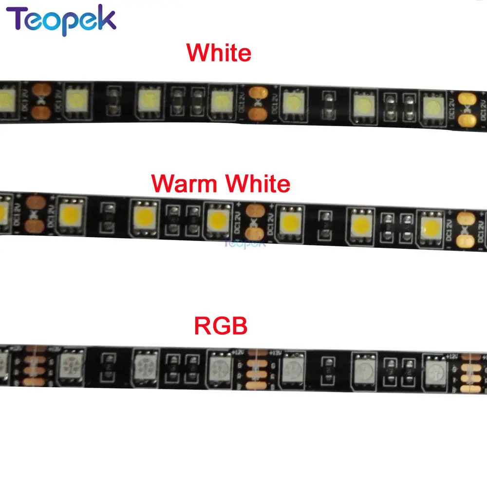Черный PCB 5050 светодиодные ленты, DC12V, 60 Светодиодный/м, 5 м 300 светодиодный, IP20/IP65/IP67 водонепроницаемый, RGB, белый, теплый белый, красный, зеленый, синий