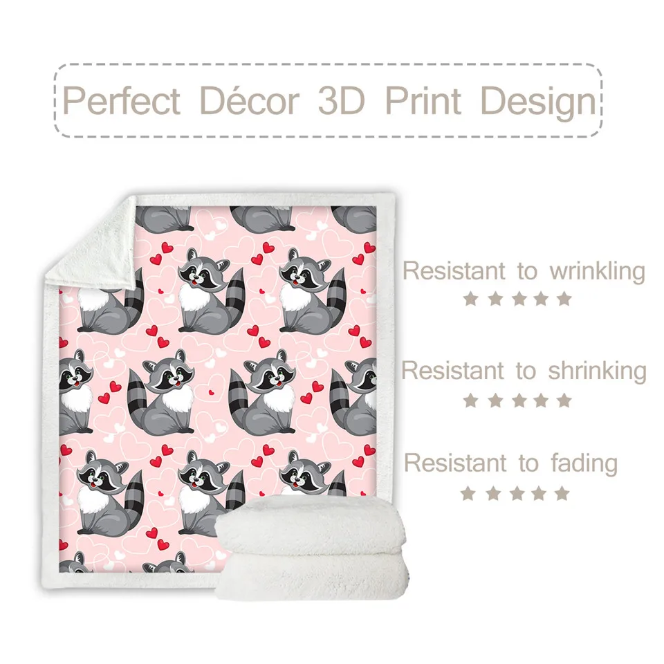 BeddingOutlet забавное розовое одеяло из енота милые животные шерпа Флисовое