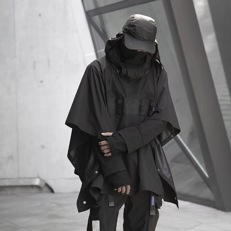 WHYWORKS Techwear Тактический Плащ ветрозащитный водоотталкивающий пончо Авангард хип