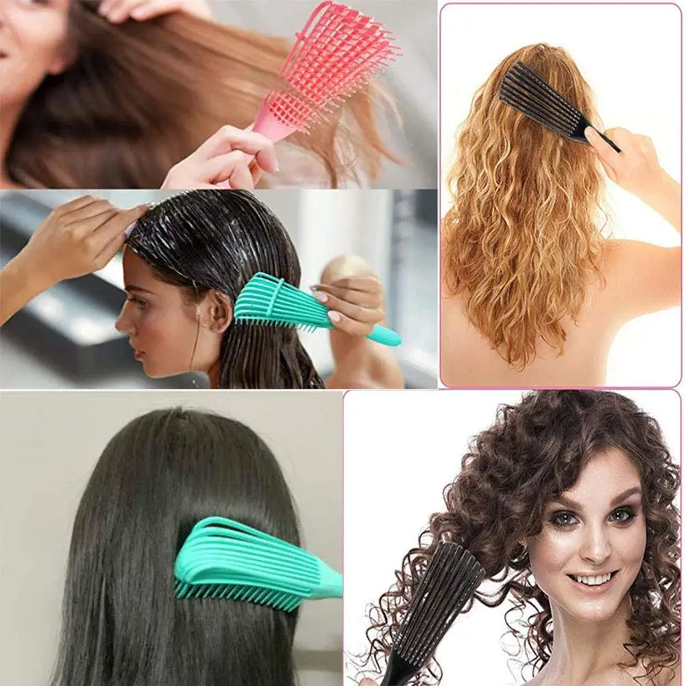 

5Pcs set Detangling Hair Brush Massage Wet Hair Comb Detangler Hairbrush 3a to 4c Kinky Wavy/Curly/Coily/Wet/Dry/Oil/Thick Hair