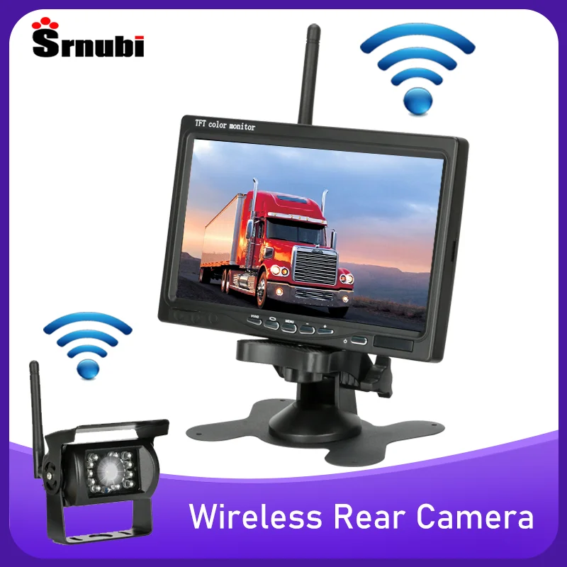 

Srnubi 7 inch Wireless Truck back Camera For Trucks Bus LCD RV Trailer Excavator Car Monitor Reverse Image 12V-24V Rear View Cam