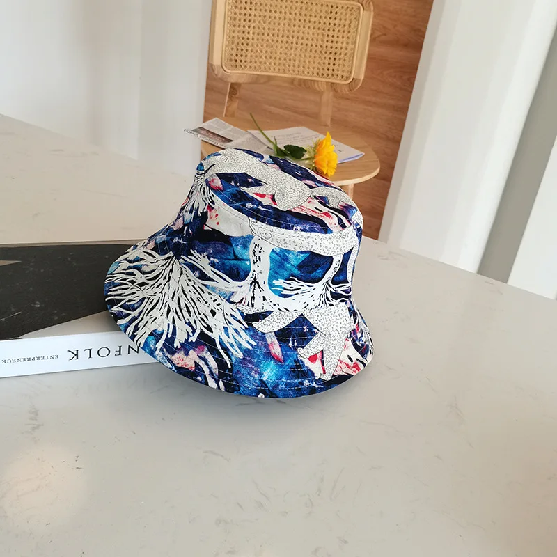 

2021 Cotton New Style Fashion Joker Print Bucket Hat Fisherman Hat Outdoor Travel Hat Sun Cap Hats for Men And Women