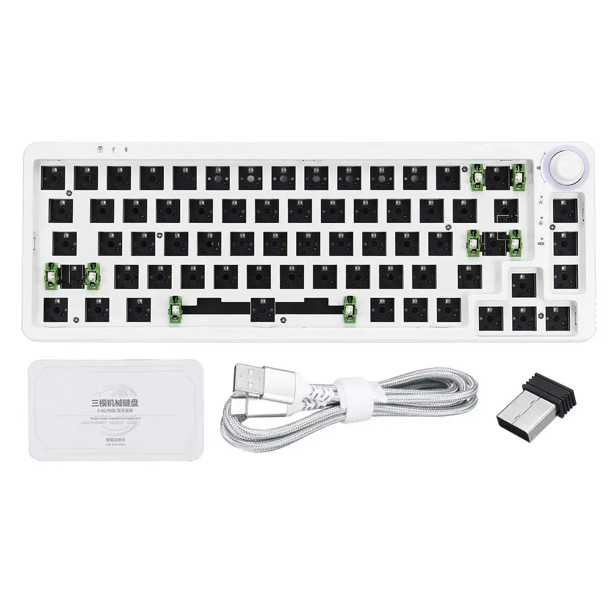 tm680 hot swap mechanical keyboard kit wireless 3 mode rgb compatiable with 35 pins for cherry gateron kailh dial knob keyboard free global shipping