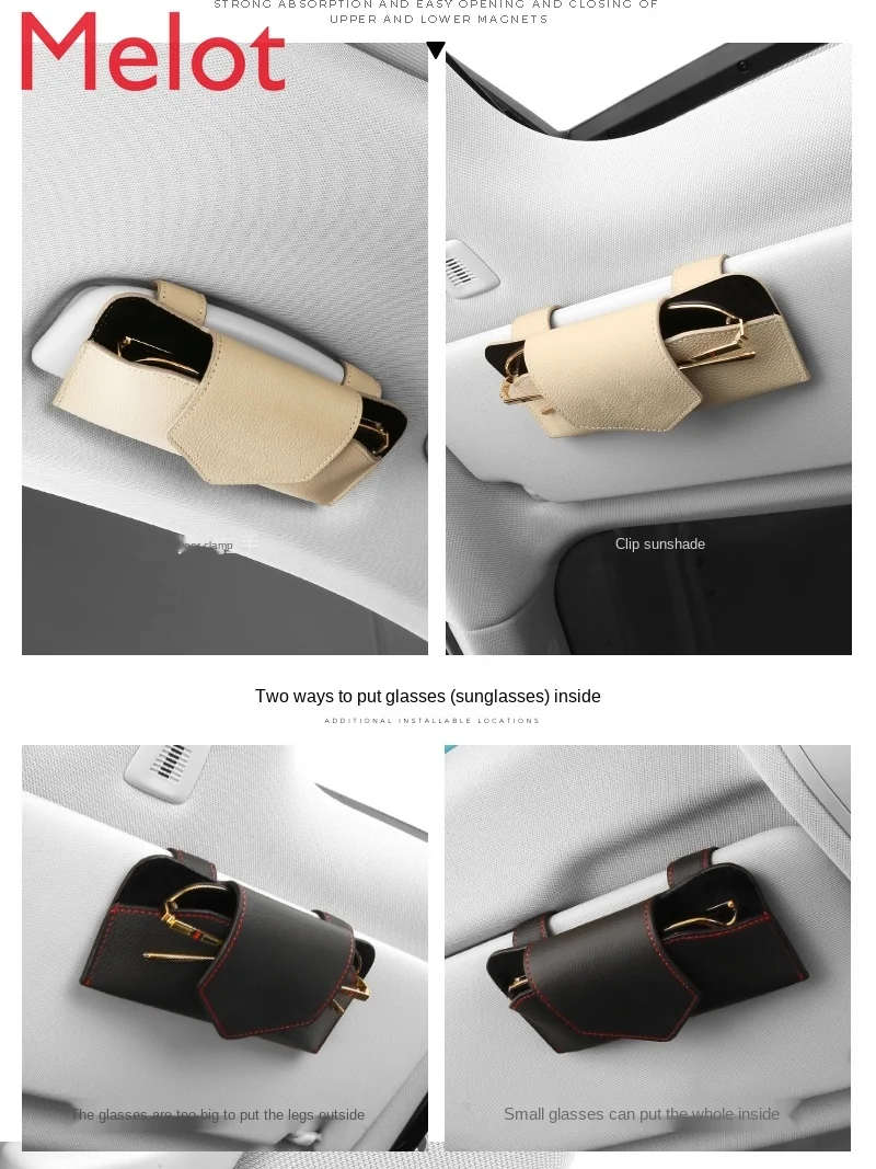 

Multifunctional Sun Visor Car Glasses Clip Bracket Genuine Leather Sunglasses Case BAG Car Storage Bag Clip Car Supplies