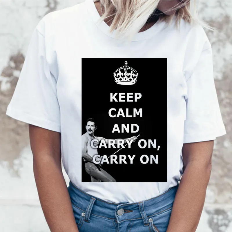 

KEEP CALM AND ARRY ON Letter Printing T Shirt Summer Short Sleeve Top Tee Casual Ladies Female T Shirts Plus Size Woman Clothing